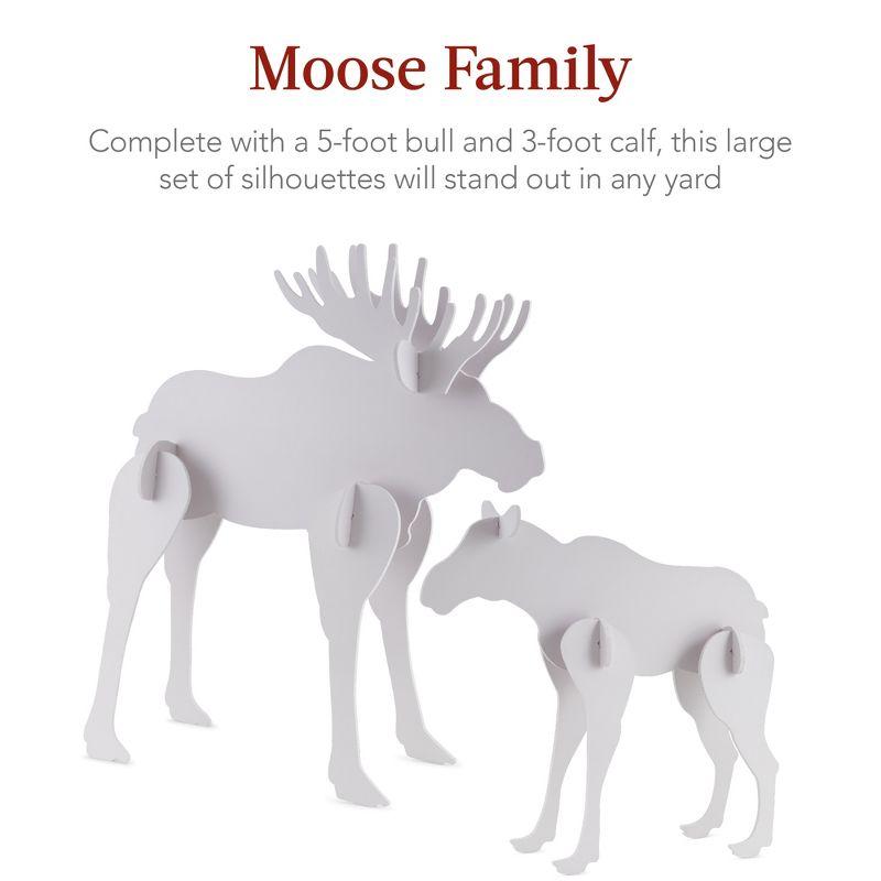 Best Choice Products 2-Piece 58in Moose Family Silhouette Set, Outdoor Christmas Yard Decor w/ Ground Stakes - White