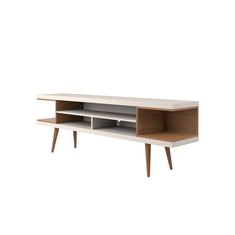 Utopia Mid-Century Modern TV Stand in Off-White and Maple Cream