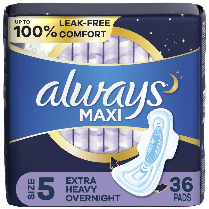 Always Maxi Size 5 Extra Heavy Overnight Pads with Wings