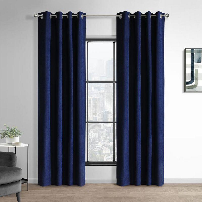 Navy Polyester Blackout Grommet Top Drape Panel