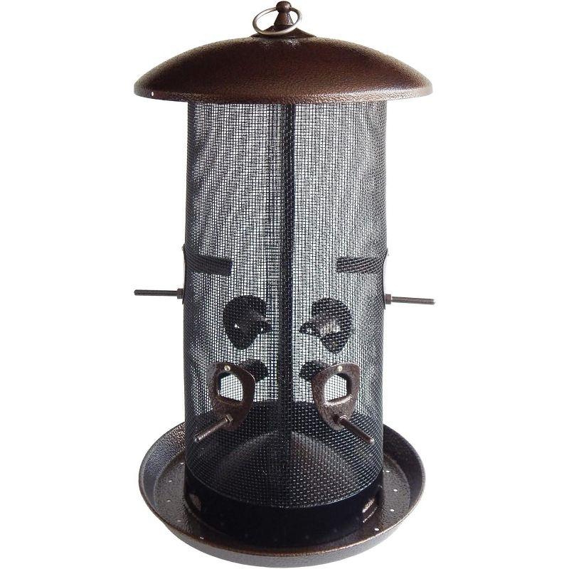 Large Black Metal Hanging Tube Bird Feeder with 6 Ports