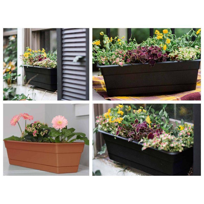 Modern Matte Black Resin Dura Cotta Window Box Planter - 19"x8"