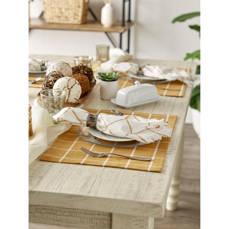 DII Check Placemat Set 6 Piece, Honey Gold Check, 13x19"