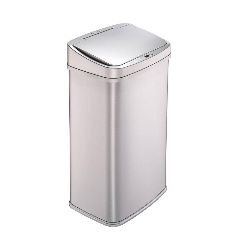 13.2 Gallon Silver Stainless Steel Touchless Trash Can