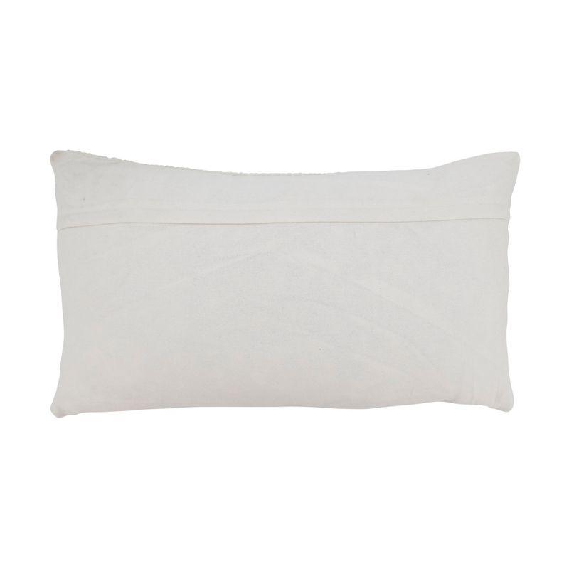 Off-White Cotton Diamond Weave Throw Pillow Cover, 14"x22"