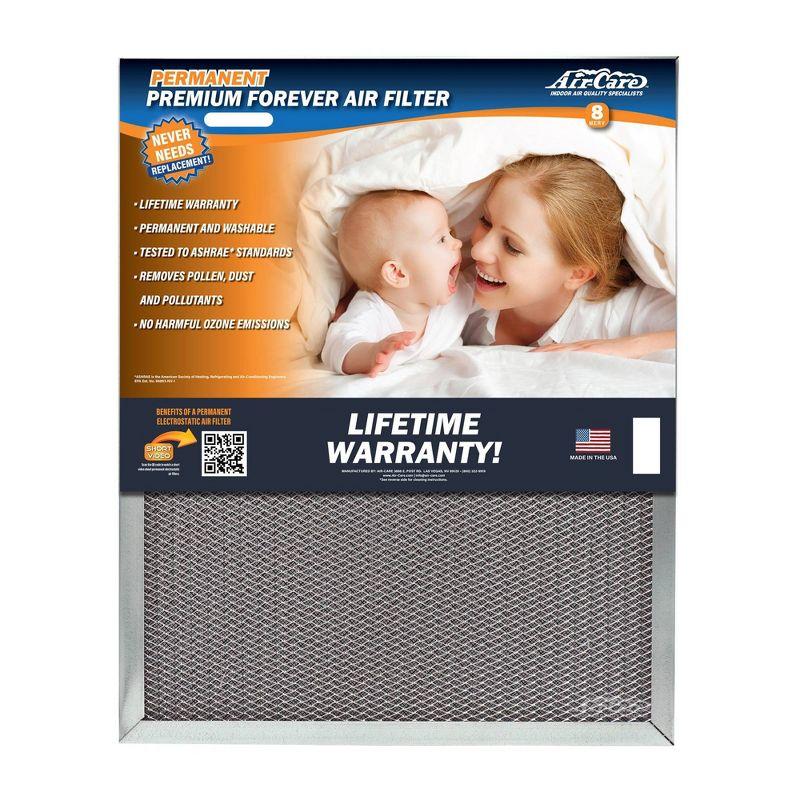 Air-Care 14"x14"x1" Permanent Washable Electrostatic Air Filter EPA Registered Merv 8 Rating: Reusable, Metal, EPA Certified