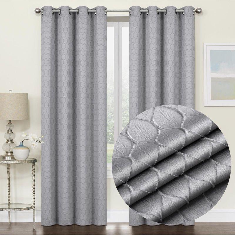 Gray Polyester Semi Sheer Grommet Window Panels