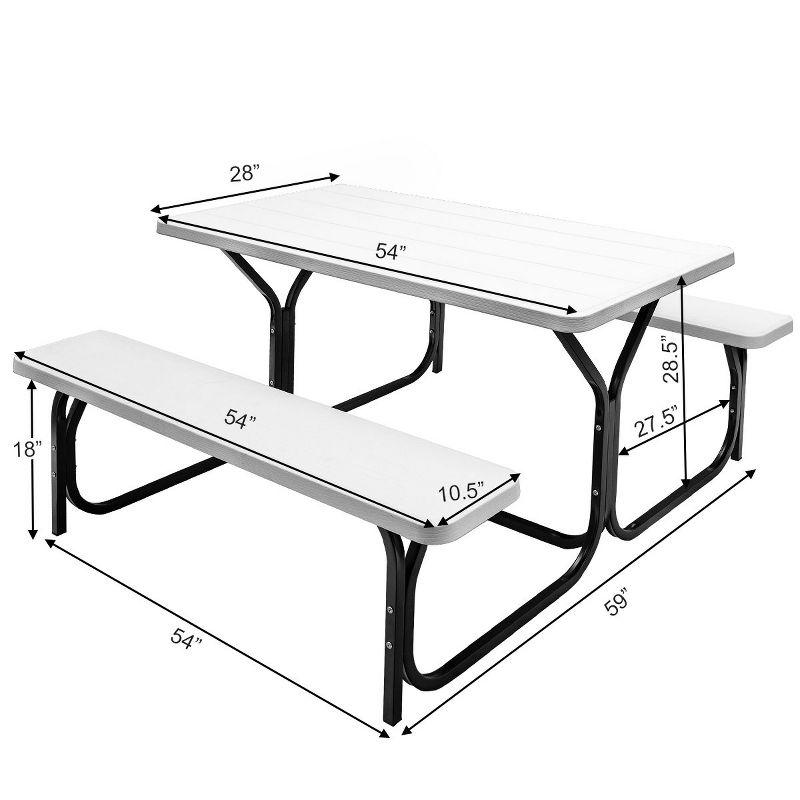 Tangkula Outdoor Picnic Table Bench Set Patio Camping Table w/Steel Frame & Wood Texture Tabletop for Garden