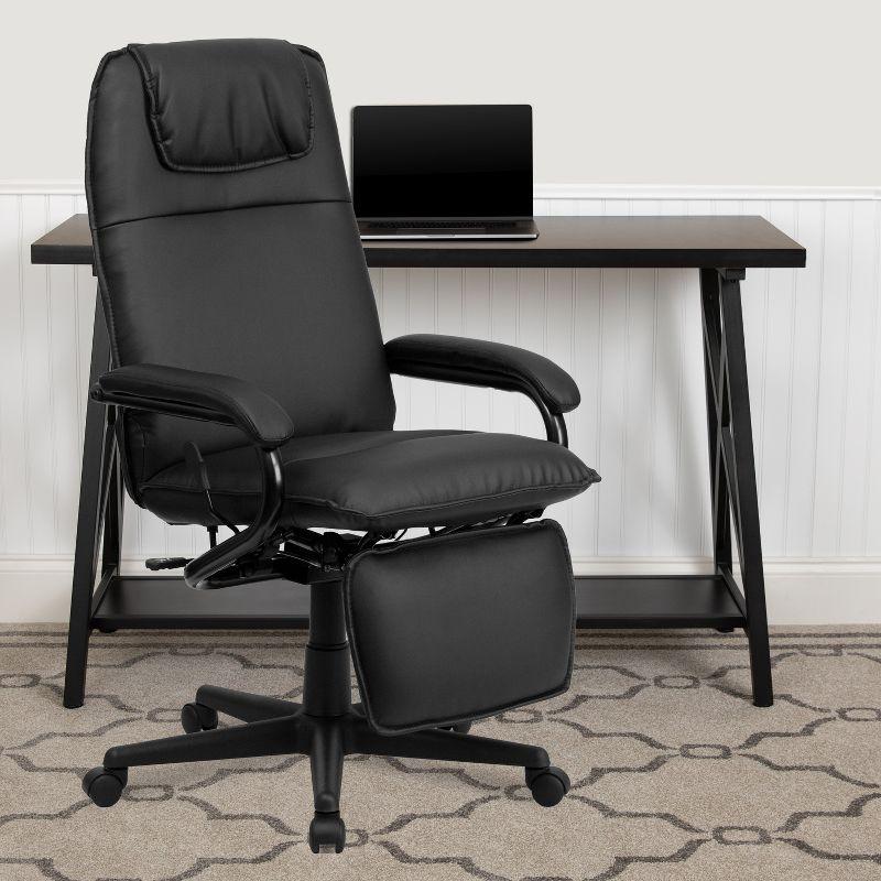 Elegance Executive High Back Swivel Chair with LeatherSoft and Adjustable Footrest, Black