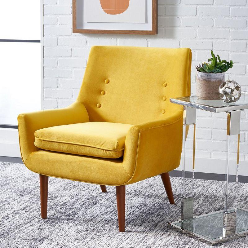 Amina Gold Velvet and Wood Tufted Accent Chair