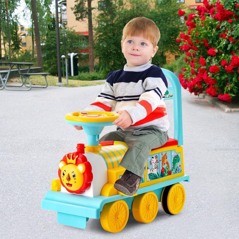 Costway 6V Electric Kids Ride On Train Motorized Train Toy w/ Track & 6 Wheels