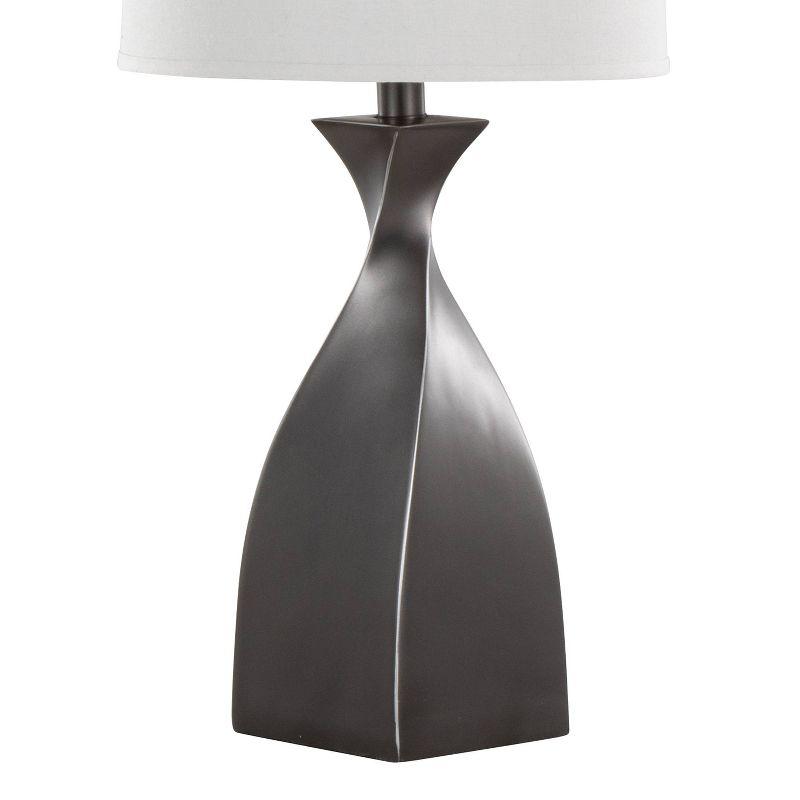 LumiSource Curvo 30" Table Lamps: Set of 2, Rubbed Gray Slate, White Linen Shade, UL Listed
