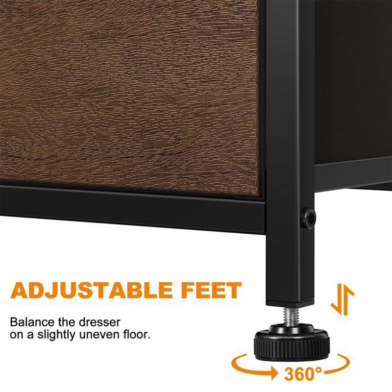 REAHOME 9 Drawer Steel Frame Bedroom Storage Organizer Chest Dresser with Waterproof Top, Adjustable Feet, and Wall Safety Attachment, Espresso