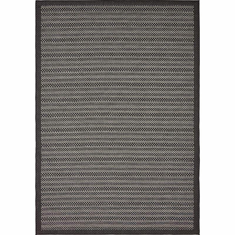 Unique Loom 6' 0 x 9' 0 Gray Outdoor Border Checkered Area Rug