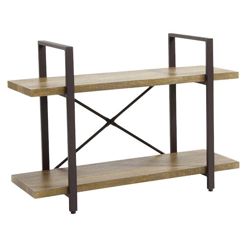 35.5" Brown Wood Two-Tier Rustic Bookcase