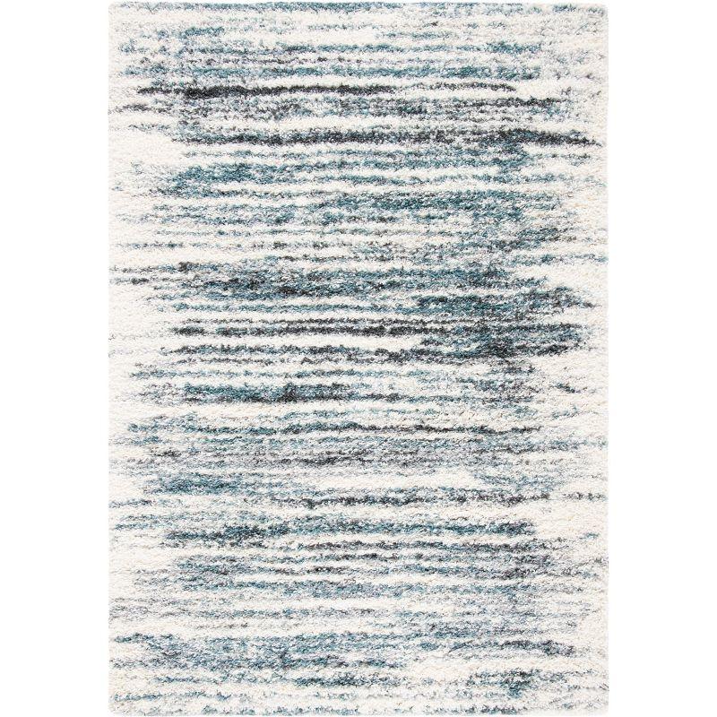 Fontana Shag 800 FNT850 Power Loomed Indoor Accent Rug - Ivory/Teal - 3'x5' - Safavieh