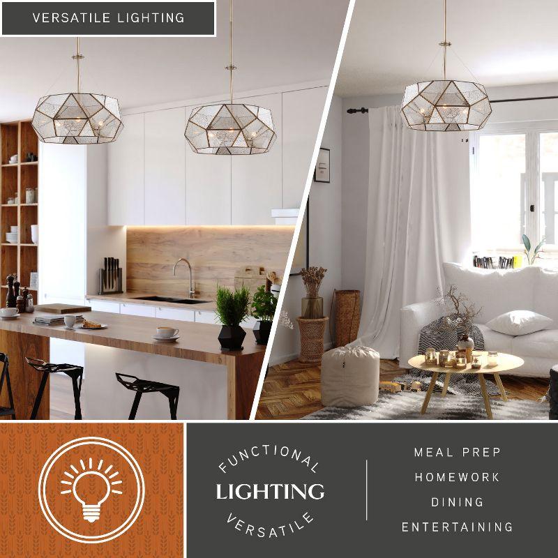 VAXCEL Euclid Brass Mid-Century Modern Pendant Light Mercury Glass, Aged Brass, 3 Light, 20 inch