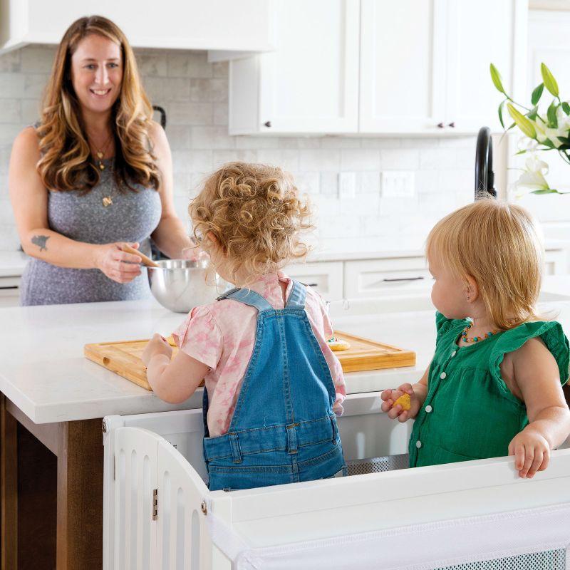 White Foldable Wooden Double Kitchen Helper Step Stool