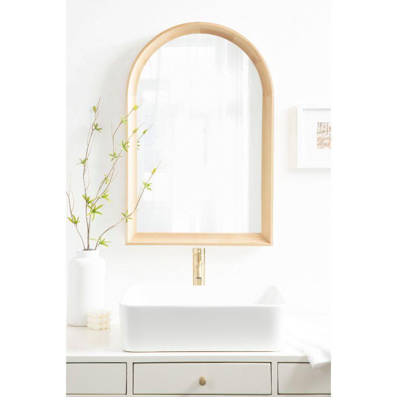 20"x30" Hatherleigh Arch Wood Wall Mirror Natural: Durable, Light Finish - Kate & Laurel All Things Decor