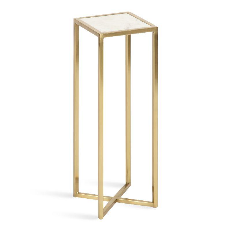 Kate and Laurel Jaspur Square Metal Drink Table, 7x7x21, Gold and White