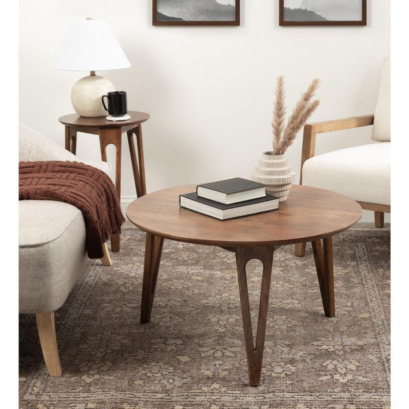 Kate and Laurel Kershaw Round Coffee Table, 30x30x19, Walnut Brown