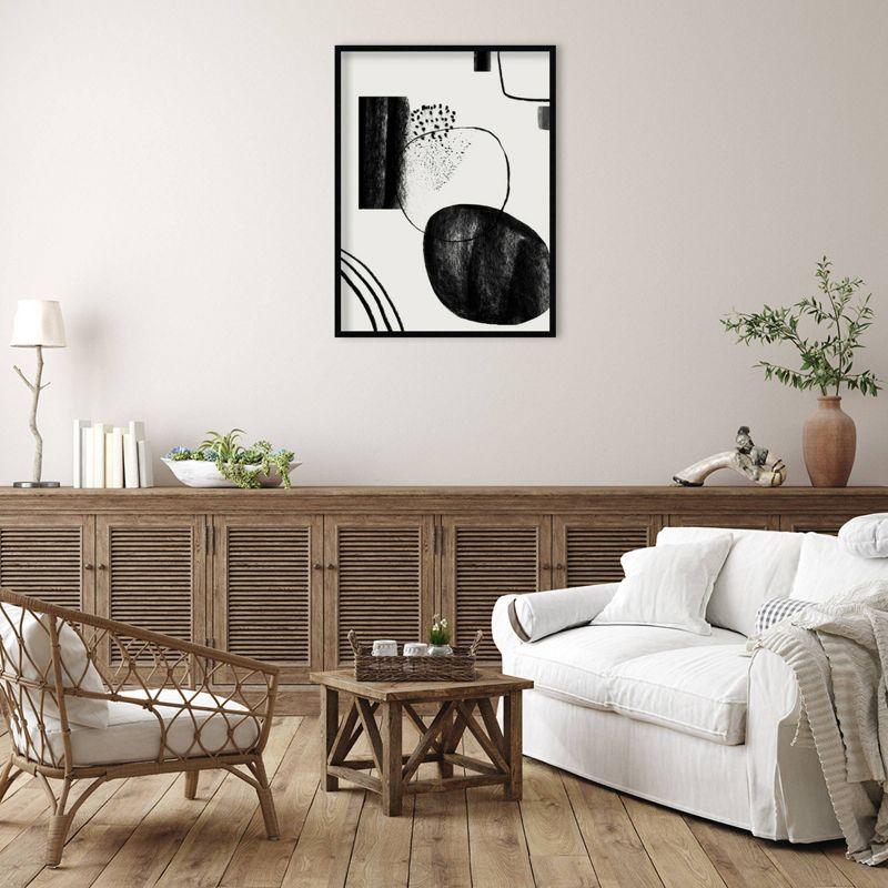 Teju Reval Black and White Abstract Framed Wall Art