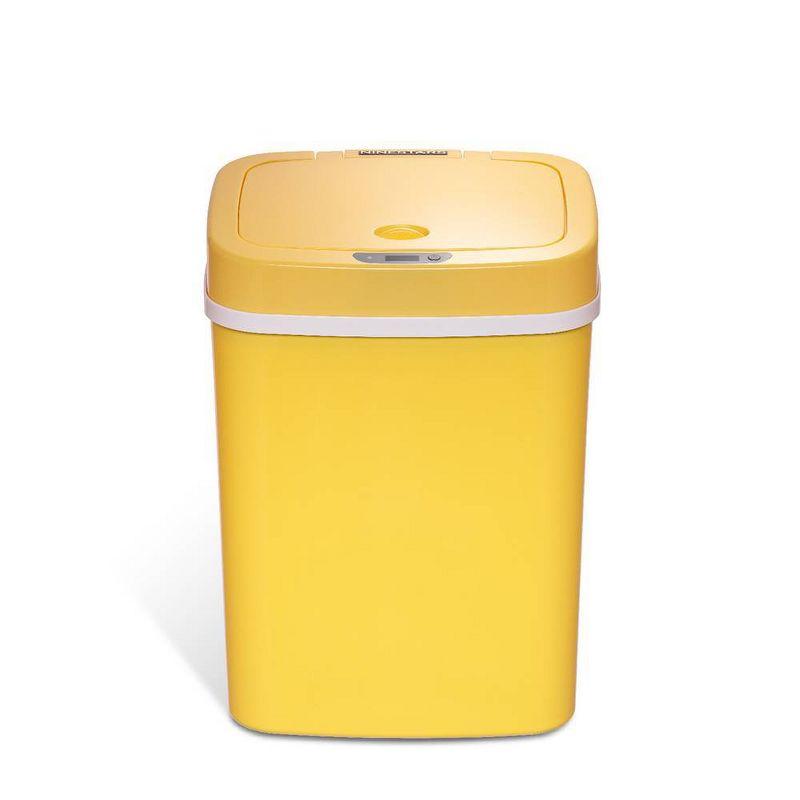 Yellow Plastic Touchless Automatic Trash Can, 4.2 Gallon