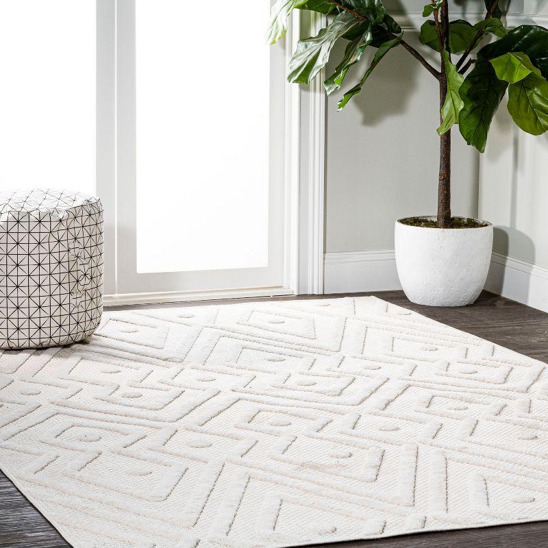 5'x8' Balansat Moroccan Diamond Indoor/Outdoor Area Rug, Ivory - JONATHAN Y