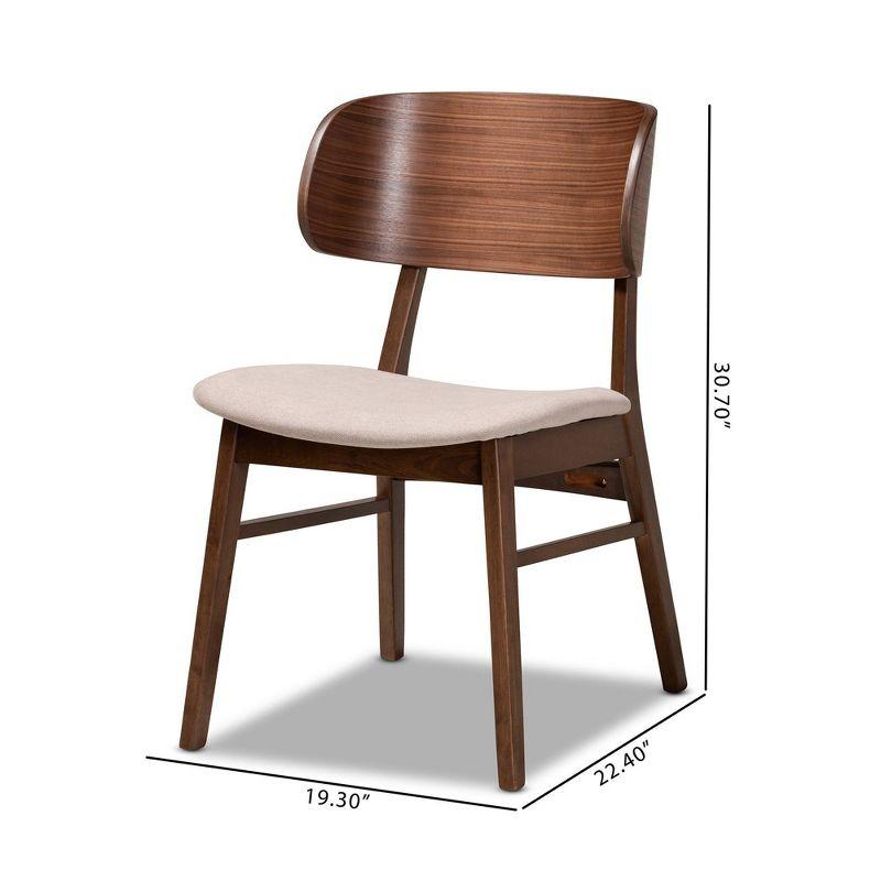 2pc Alston Fabric Upholstered Wood Dining Chair Set Beige/Walnut Brown - Baxton Studio