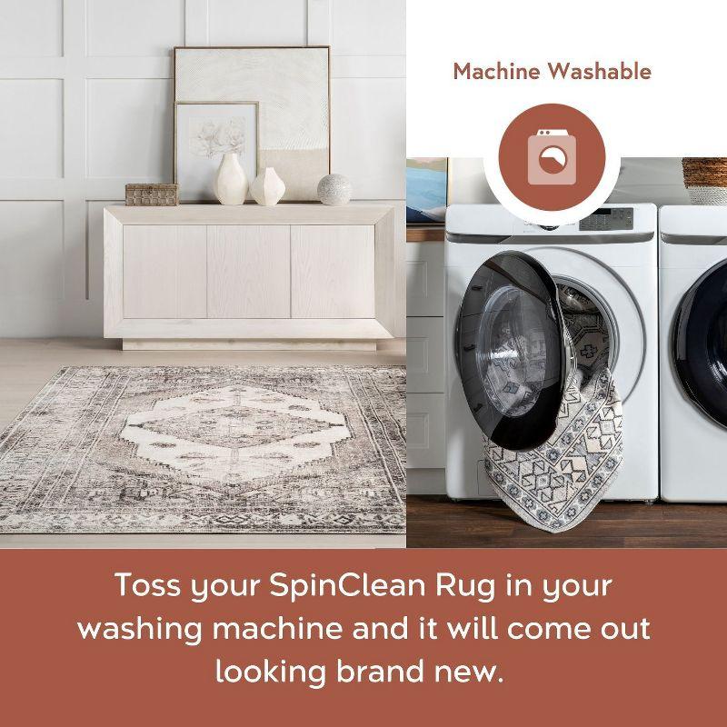 Nuloom Tracie Pet Friendly Machine Washable Floral Medallion Area Rug, 8' x 10', Peach