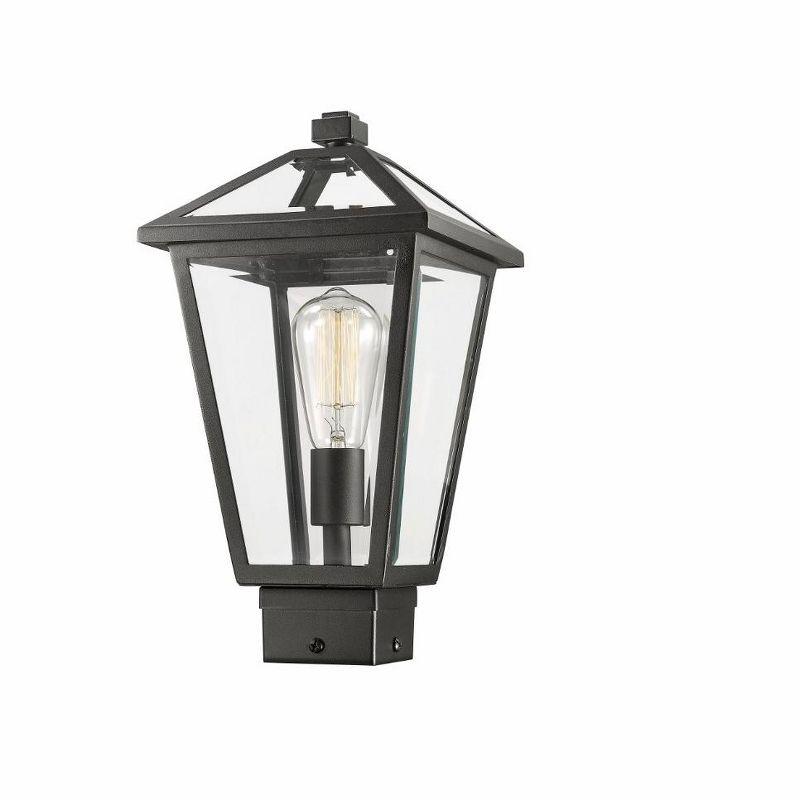 Talbot Black Metal and Glass Outdoor Post Light