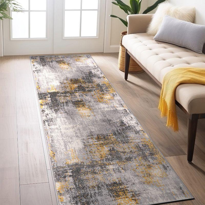 World Rug Gallery Dublin Contemporary Abstract Area Rug - Yellow 2'x7'