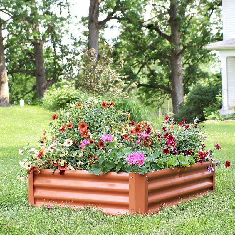 Sunnydaze Raised Powder-Coated Steel Rectangle Garden Bed Kit for Plants, Flowers, Herbs and Vegetables - 47" W x 11" Deep - Brown