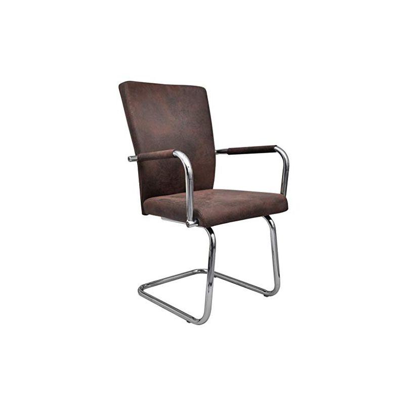 vidaXL Cantilever Dining Chairs, 2 Pcs, Brown Faux Suede Leather