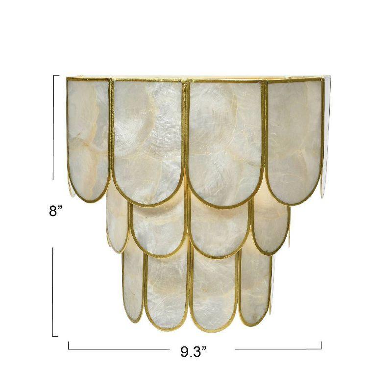 Storied Home 4-Tier Capiz and Metal Wall Sconce: ETL & UL Listed, 1-Way On Off, No Battery Required
