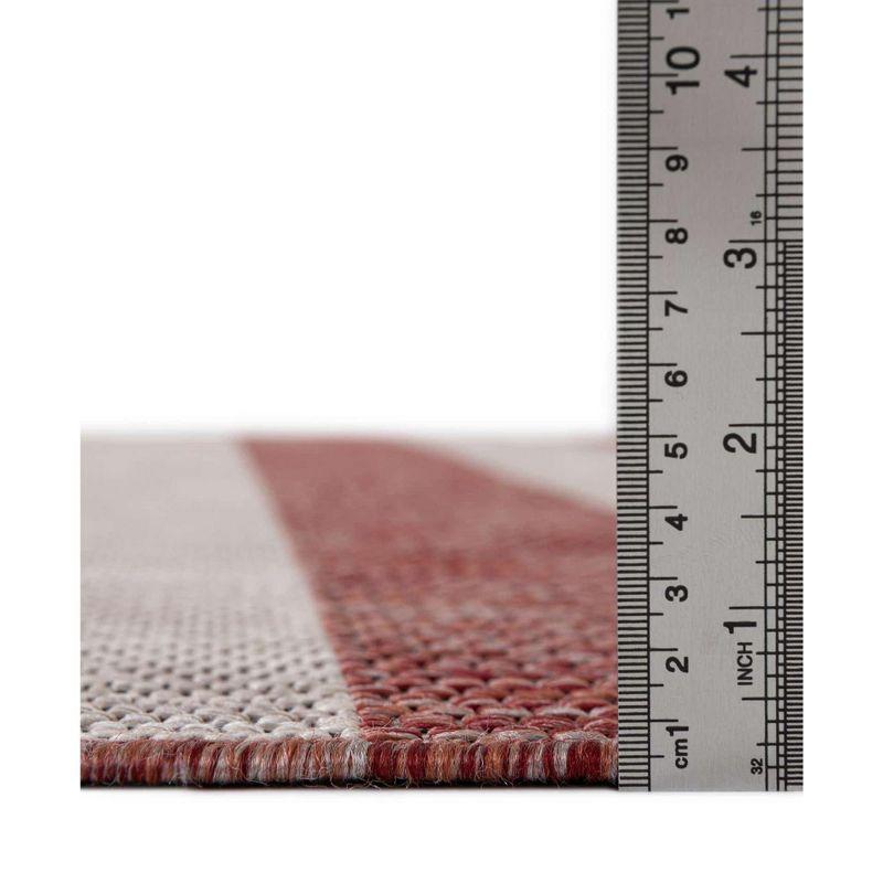 Rustic Stripe Rust Red & Gray 4' x 6' Outdoor Rug