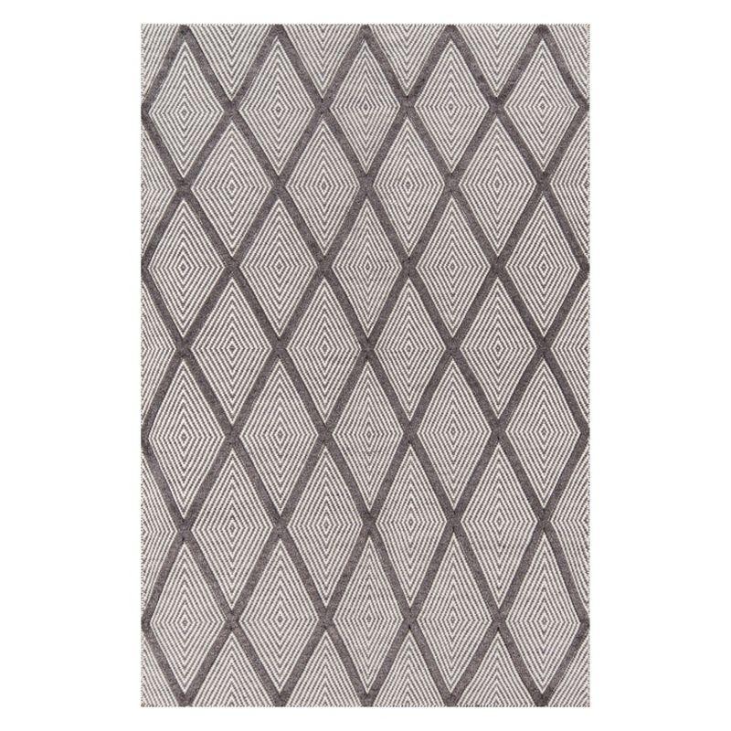 Langdon Geometric Handmade Flatweave Wool Charcoal Area Rug