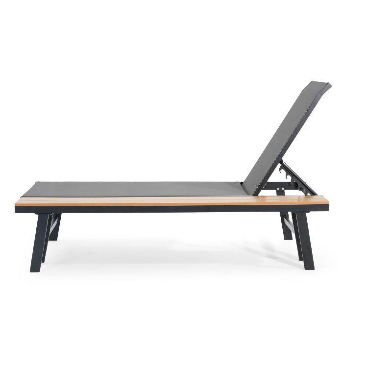 Waterloo Mesh and Aluminum Table Chaise Lounge - Gray - Christopher Knight Home