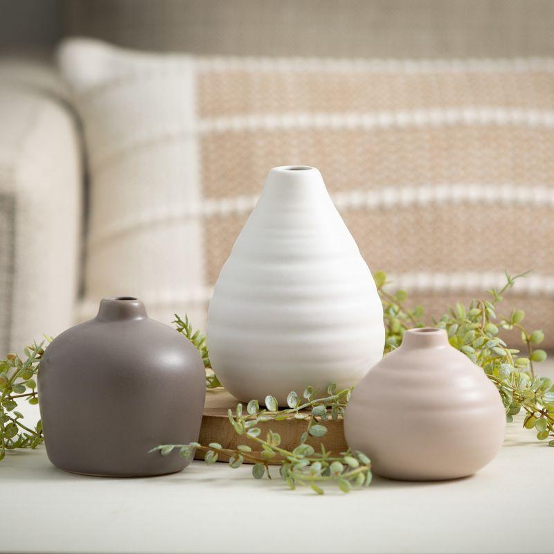 Neutral Ceramic Bud Table Vase Set of 3