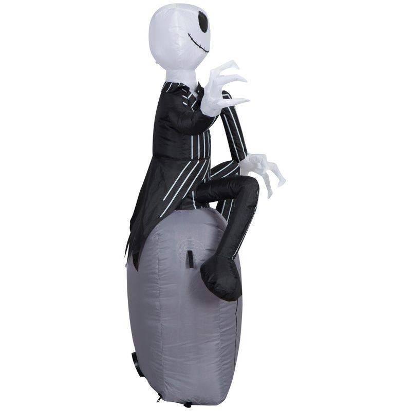 Gemmy Airblown Inflatable Jack Skellington on Tombstone Disney, 3.5 ft Tall, Multicolored