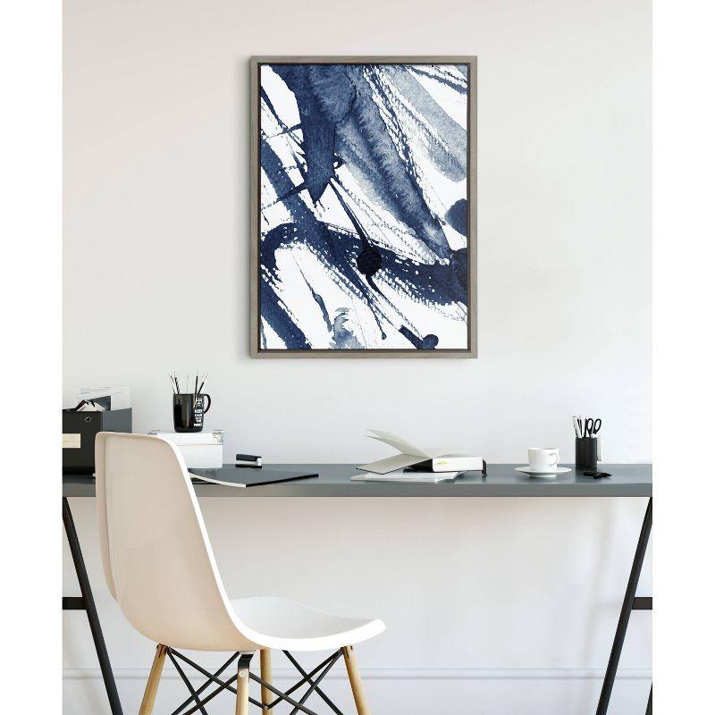 18" x 24" Sylvie Indigo Watercolor by Amy Peterson Art Studio Framed Wall Canvas Gray - Kate & Laurel All Things Decor