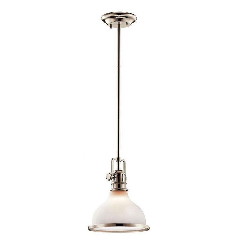 Polished Nickel 10.25" Mini Pendant with White Glass Shade