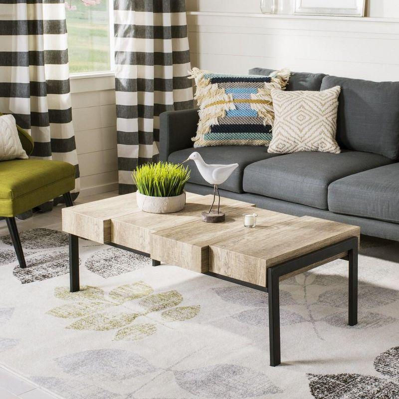 Alexander Coffee Table - Multi Brown/Black Metal Legs - Safavieh