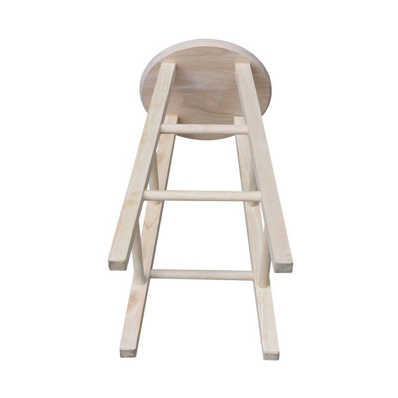 Unfinished Brown Wood Counter Height Barstool