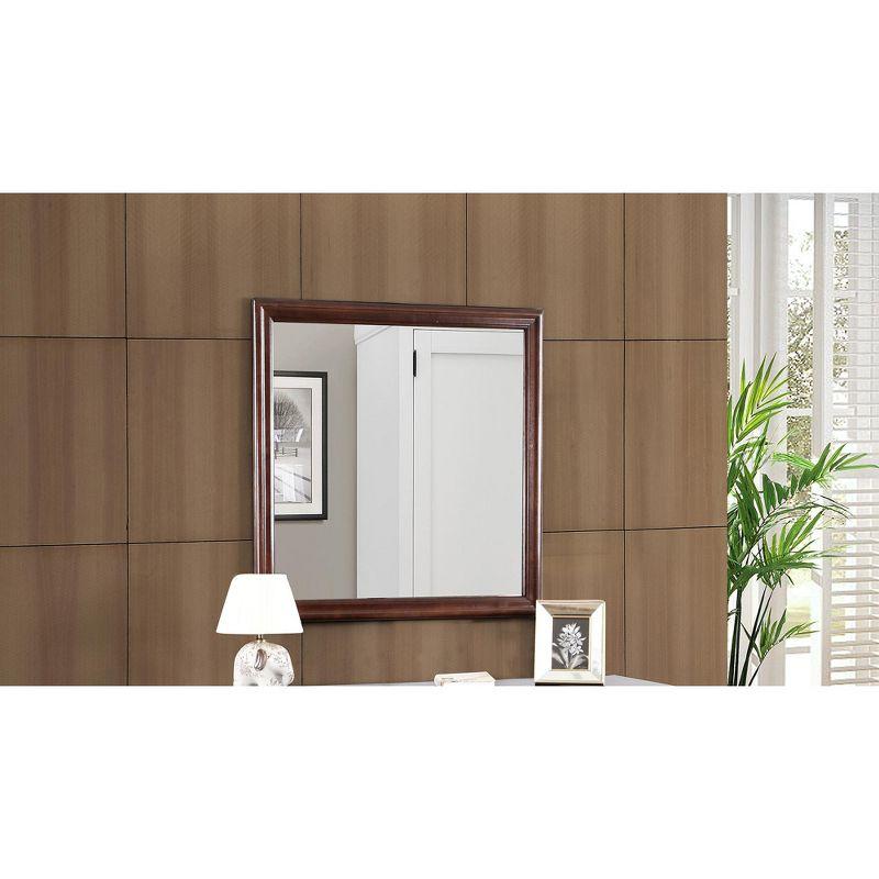 Classic Square Wood Framed Dresser Mirror in Rich Cappuccino