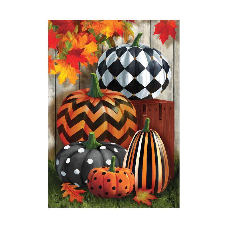 Patterned Pumpkins Autumn Garden Flag Fall Leaves 18" x 12.5" Briarwood Lane