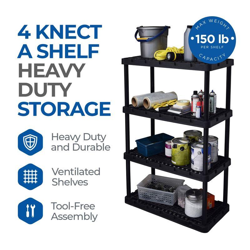 Gracious Living Gracious Living Knect A Shelf Heavy Duty 4 Shelf Interlocking Storage Unit,Black