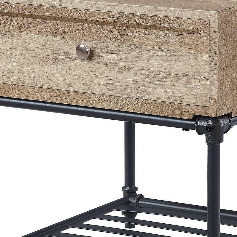 Brantley Industrial Oak and Sandy Black Square Side Table with Storage