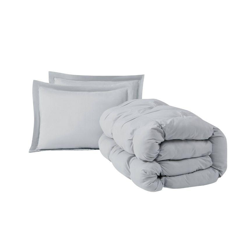 Truly Soft 2pc Twin/Twin Extra Long Cloud Puffer Comforter Set Gray: Microfiber, Machine Washable, Includes Sham
