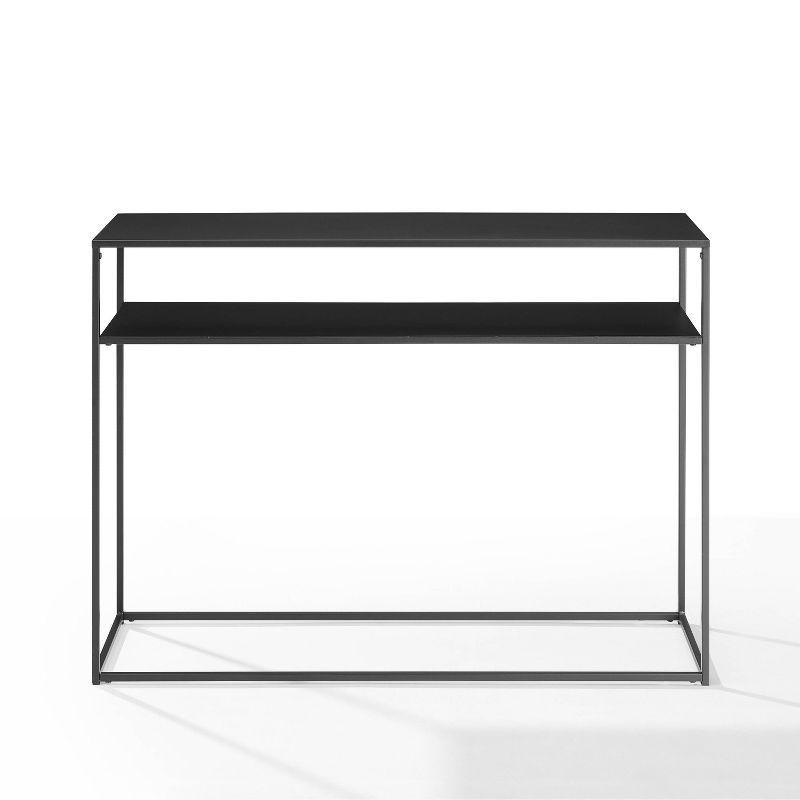 Braxton Console Table Matte Black - Crosley: Slim Steel Sofa Table, Industrial Modern Style, Open Shelf